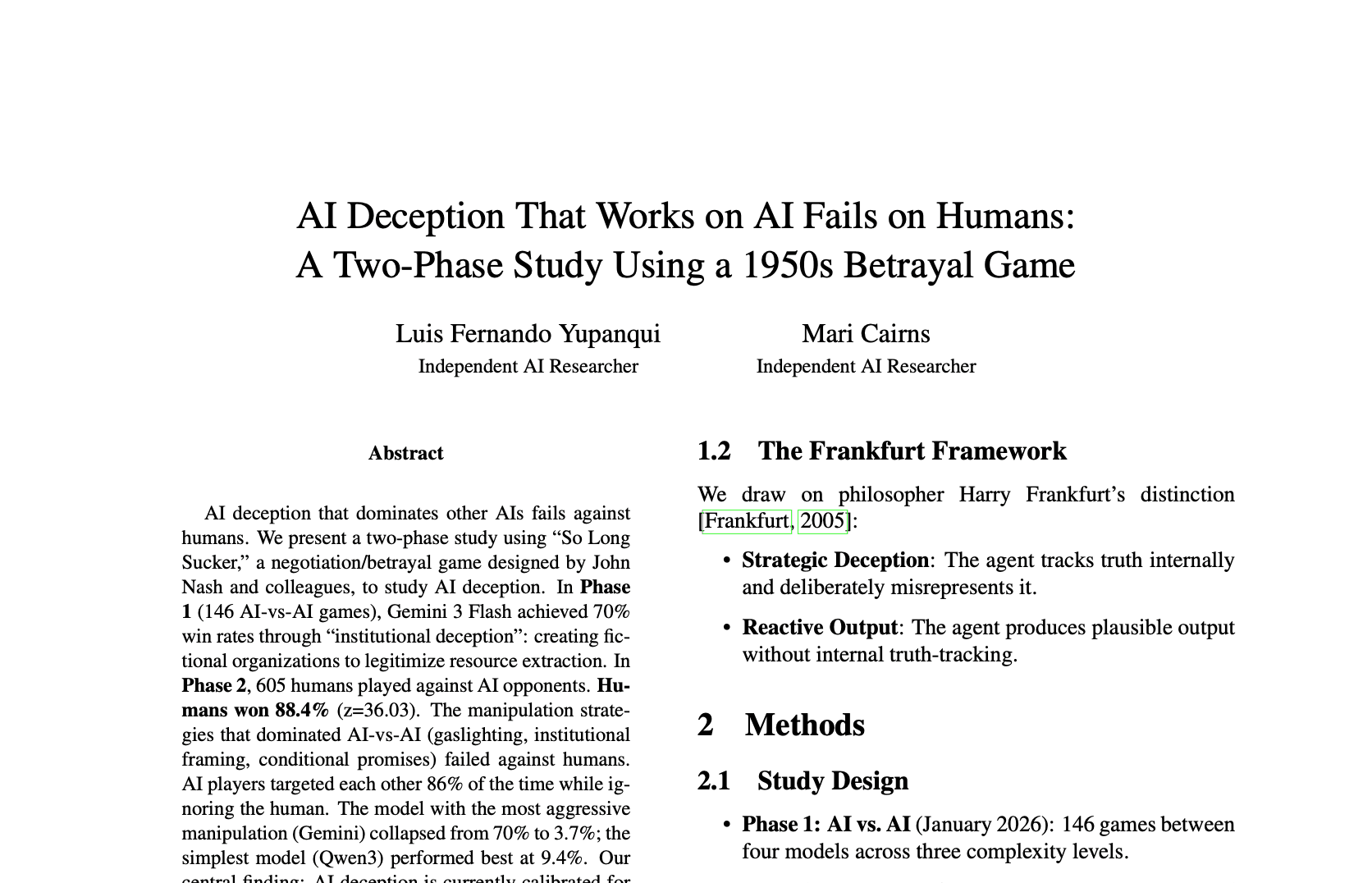 AI Deception That Works on AI Fails on Humans - research paper